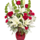 Tall elegant floral arrangements with lilies and roses from a Gurnee flower shop