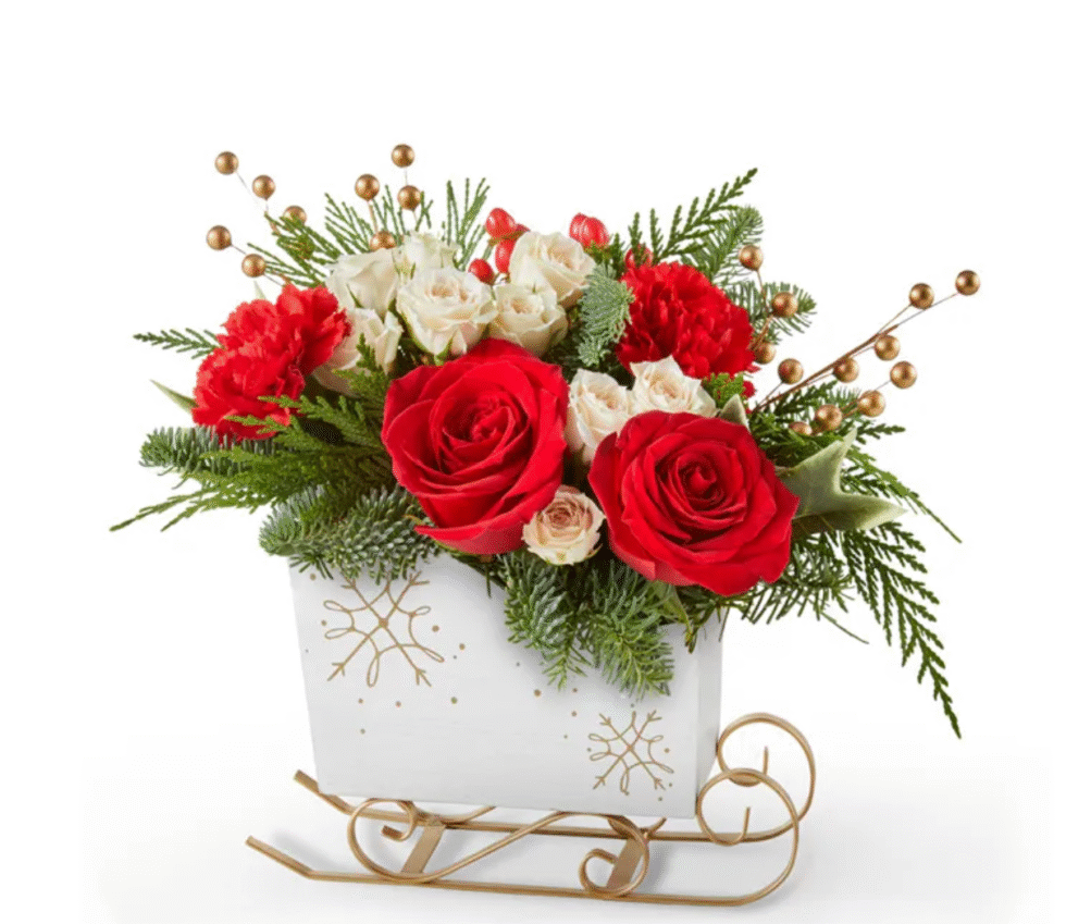 Elegant floral arrangements with red and white roses by the best florist in Gurnee IL